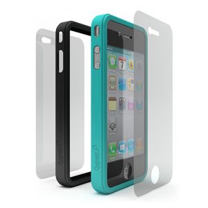 Чехол Cygnett Snap Duo Silicone Frame Turquoise&Black for iPhone 4 (CY0108CPSND)